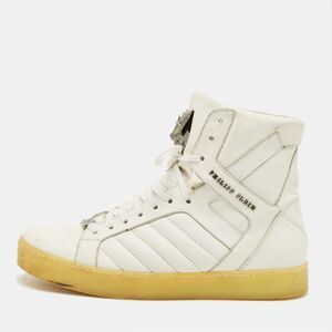 Philipp Plein Lullaby Size 41 White Quilted Leather High Top Sneakers